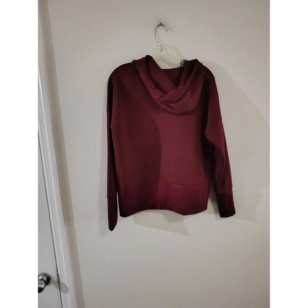 Nike Dri-FIT Womens Ribbed Full Zip Hoodie Maroon Burgundy Jacket Size M